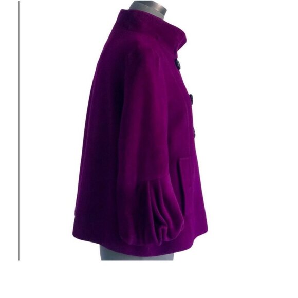 Carolina Herrera Wool Angora Purple Dress Jacket Coat Women’s Size L w/ Dust Bag - Picture 7 of 13